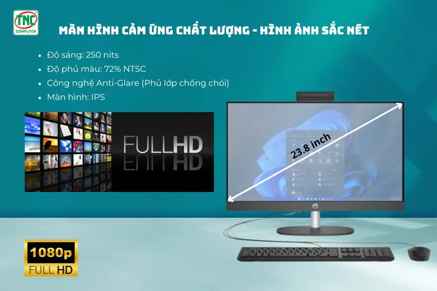 Máy bộ HP ProOne 240 G10 AIO 9H0B4PT sở hữu màn hình chất lượng