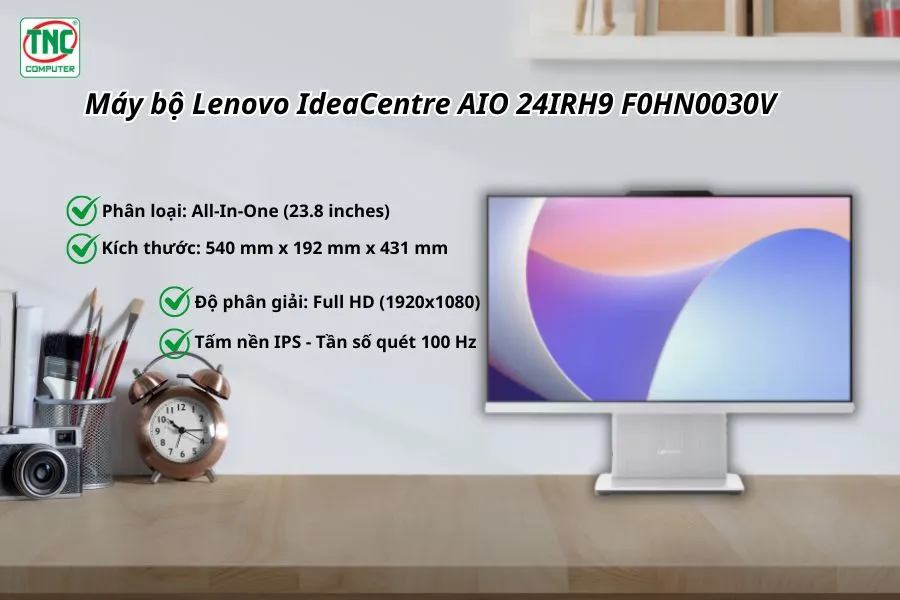 Máy bộ Lenovo IdeaCentre AIO 24IRH9 F0HN0030VN được thiết kế nhỏ gọn