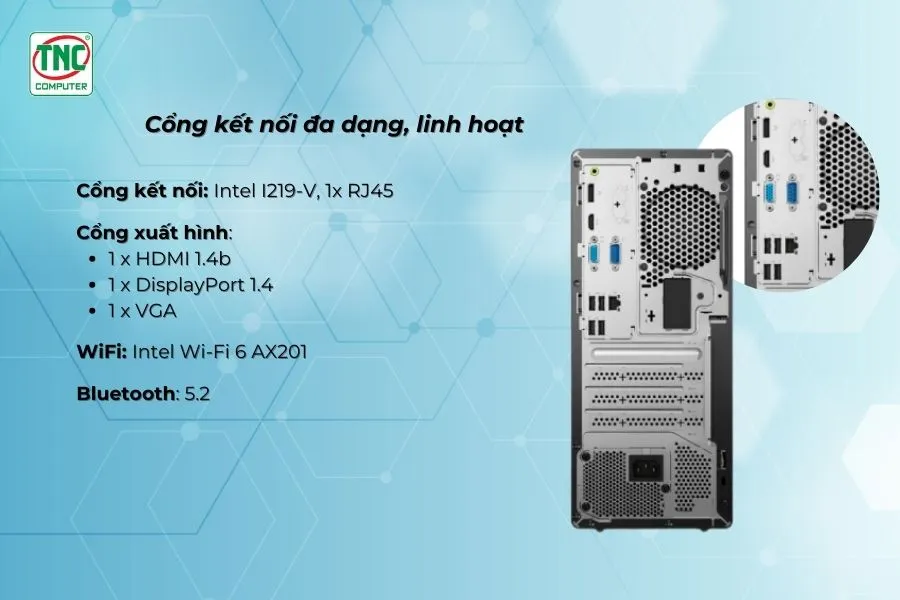 Máy bộ Lenovo ThinkCentre Neo 50t Gen 4 12JB001JVA có cổng kết nối linh hoạt