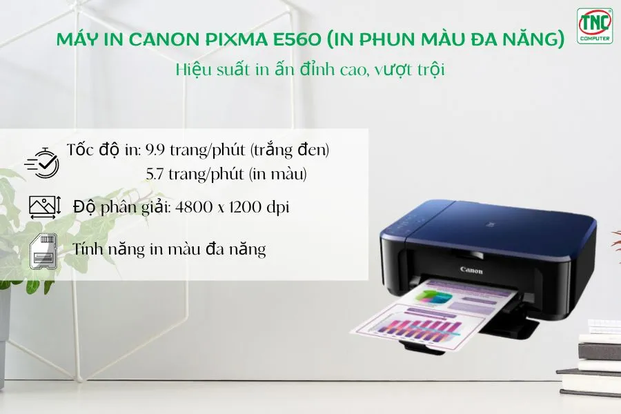 Máy in Canon PIXMA E560 có hiệu suất in ấn chất lượng