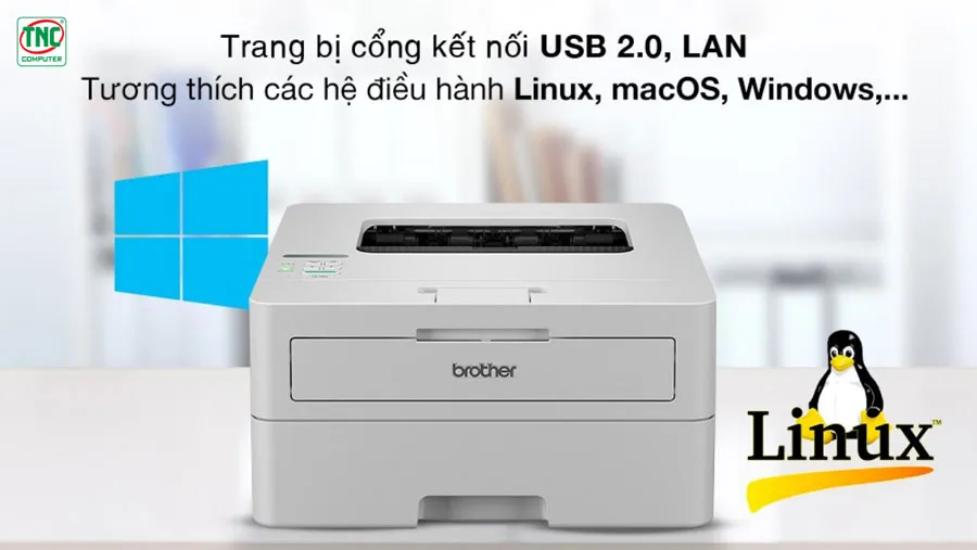 Máy in Laser Brother HL-B2180DW tích hợp cổng kết nối đa dạng