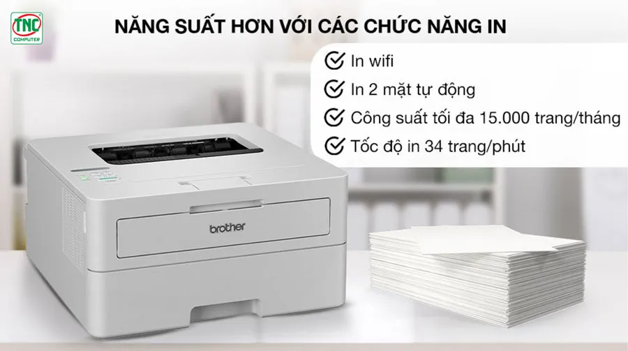 Máy in Laser Brother HL-B2180DW có hiệu suất mạnh mẽ