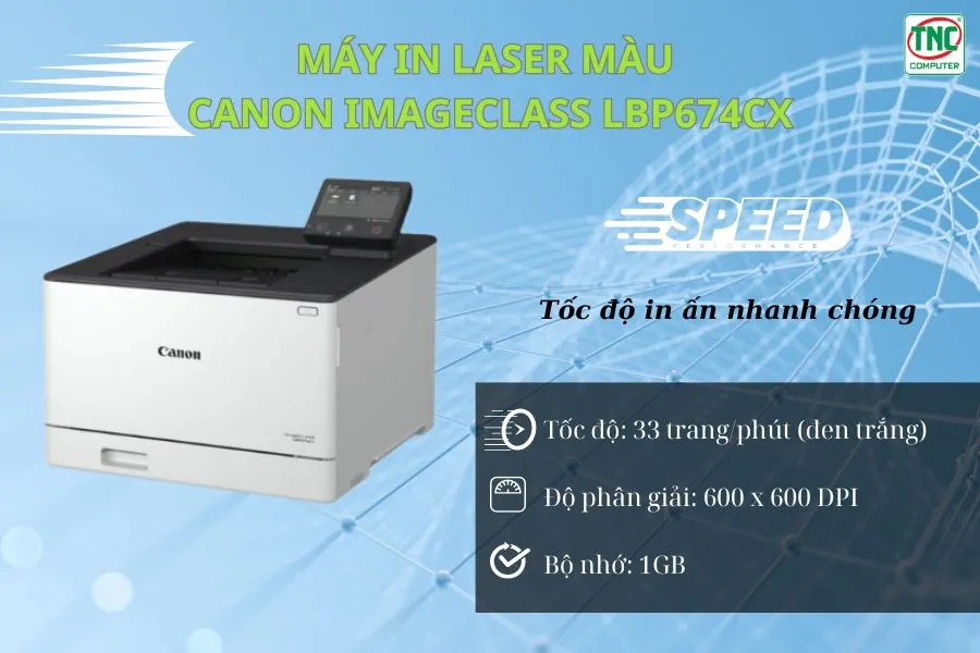 Máy in laser màu Canon imageCLASS LBP674Cx có tốc độ in ấn nhanh chóng