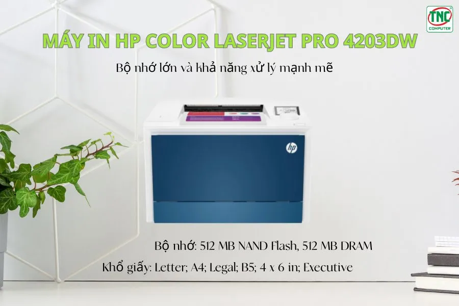 Máy in HP Color LaserJet Pro 4203dw (5HH48A) có bộ nhớ lớn