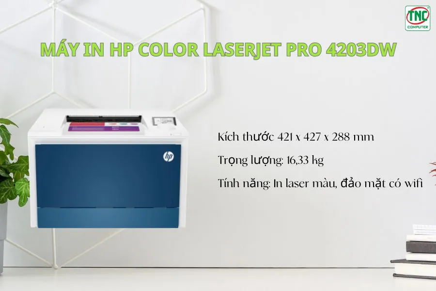 Máy in HP Color LaserJet Pro 4203dw (5HH48A) có thiết kế nhỏ gọn, ấn tượng