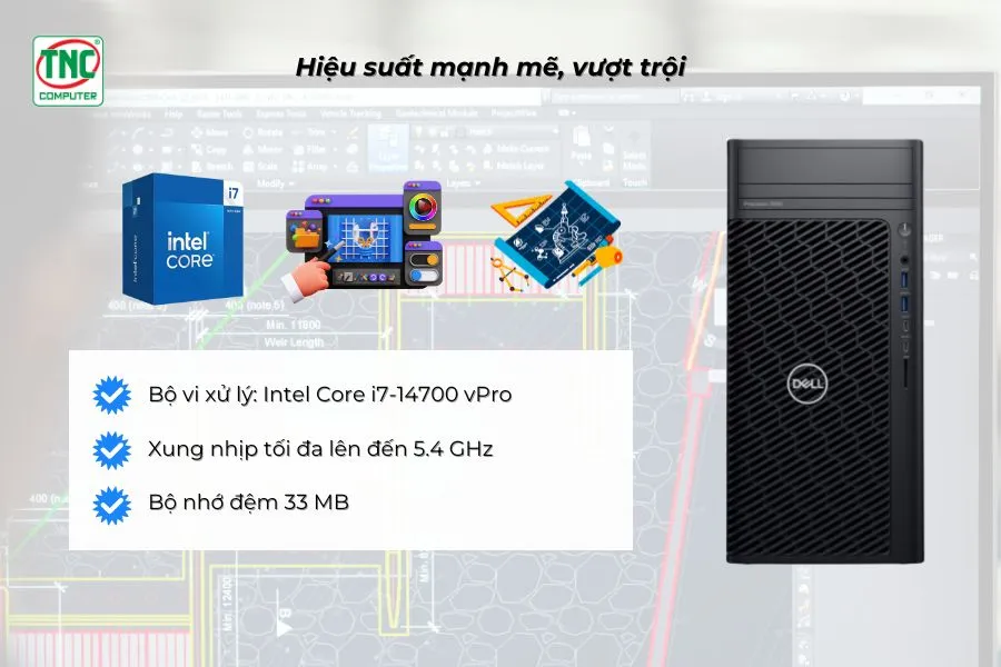 Máy trạm Dell Precision 3680 Tower 71047052 có hiệu suất mạnh mẽ