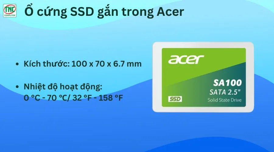 Ổ cứng SSD gắn trong Acer 120GB SA100 2.5 inch SATA 3