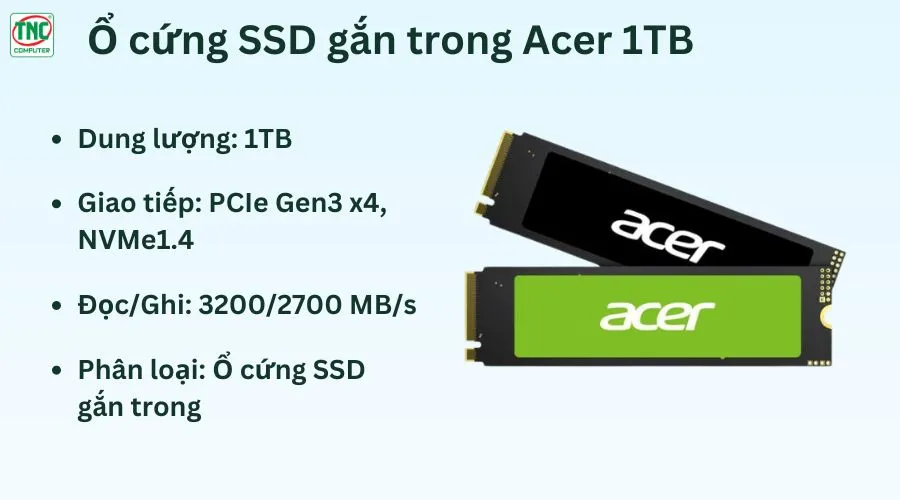 Ổ cứng SSD gắn trong Acer 1TB FA100 PCIe Gen3 x4 NVMe1.4