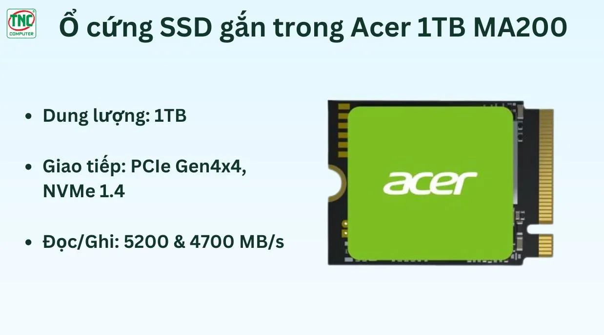 Ổ cứng SSD gắn trong Acer 1TB MA200 PCIe gen4 x4 M.2 2230