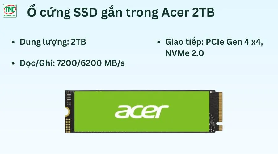 Ổ cứng SSD gắn trong Acer 2TB FA200 PCIe Gen 4 x4, NVMe