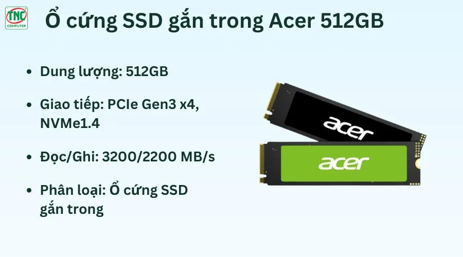 Ổ cứng SSD gắn trong Acer 512GB FA100 PCIe Gen3 x4 NVMe