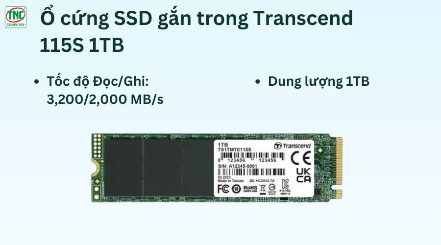 Ổ cứng SSD Transcend 115S 1TB PCIe Gen3 x4 TS1TMTE115S