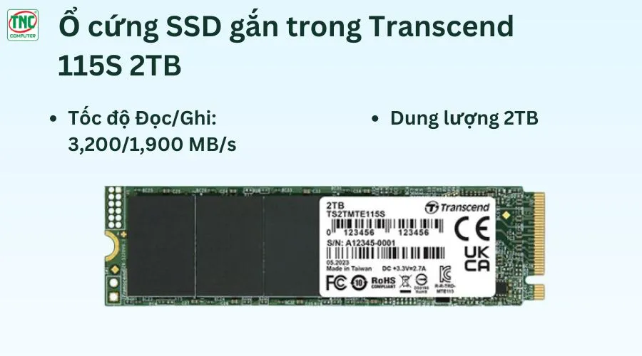 Ổ cứng SSD Transcend 115S 2TB PCIe Gen3 x4 TS2TMTE115S