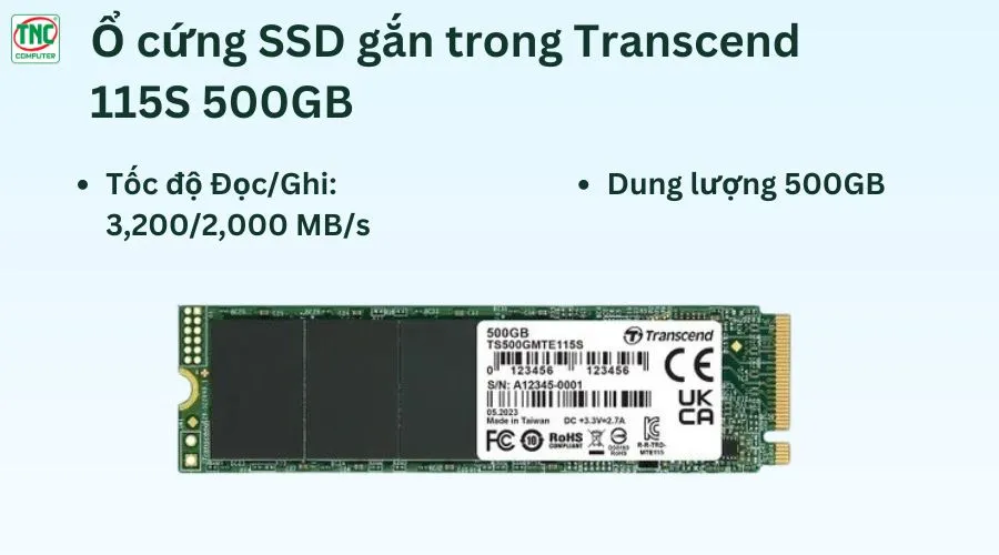 Ổ cứng SSD Transcend 500GB PCIe Gen3 x4 TS500GMTE115S