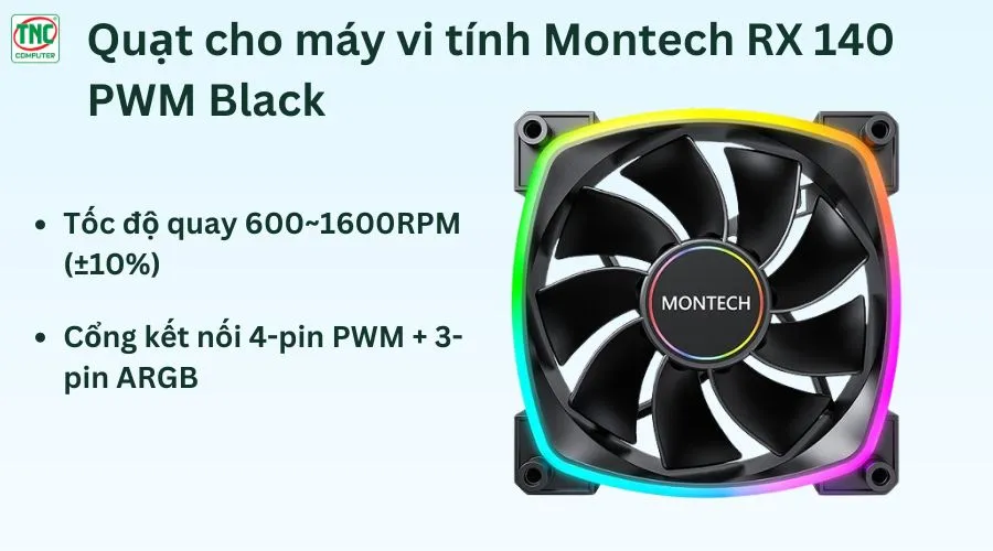 Quạt cho máy vi tính Montech RX 140 PWM Black CFRX140PWMBLMT	