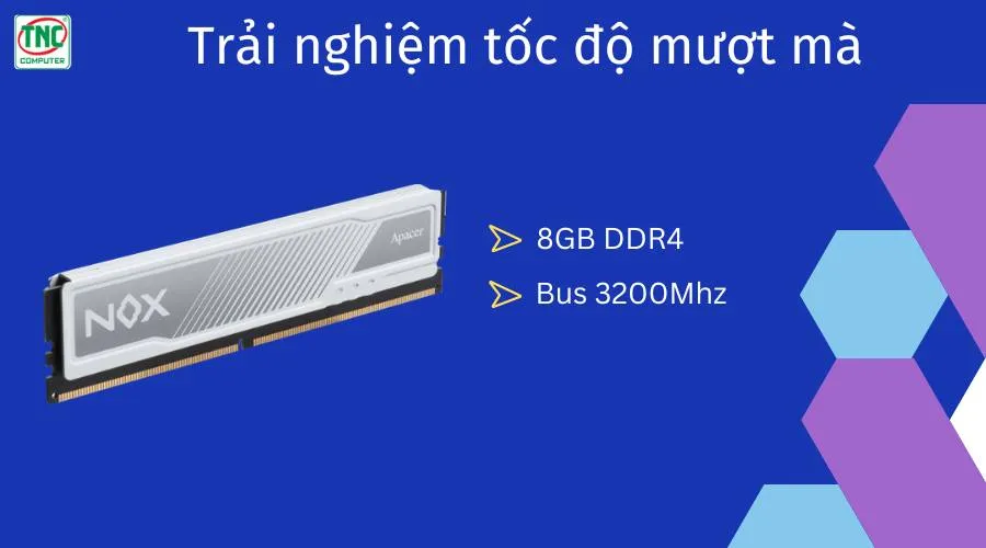 Ram Desktop Apacer 8GB DDR4 Bus 3200Mhz OC NOX WHITE