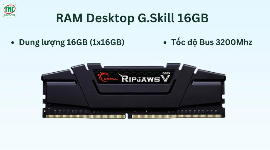 RAM Desktop G.Skill 16GB DDR4 Bus 3200Mhz F4-3200C16S-16GVK	