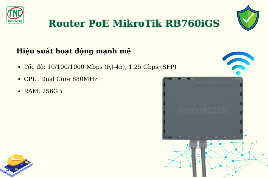 Router PoE MikroTik RB760iGS (5 port/ 10/100/1000/1250 Mbps / SFP)	