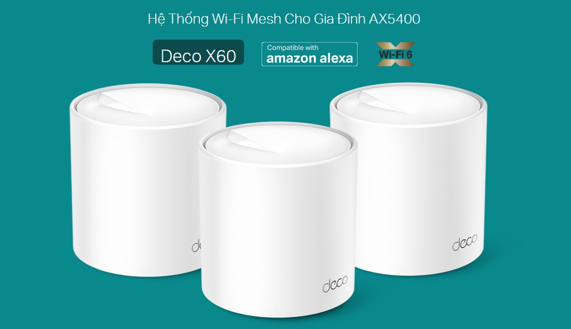 Router Wifi Mesh TP-Link Deco X60 (1-pack) - (5400 Mbps/ Wifi 6/ 2.4/5 GHz)