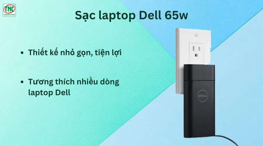 Sạc cho máy tính xách tay Dell 65W chính hãng