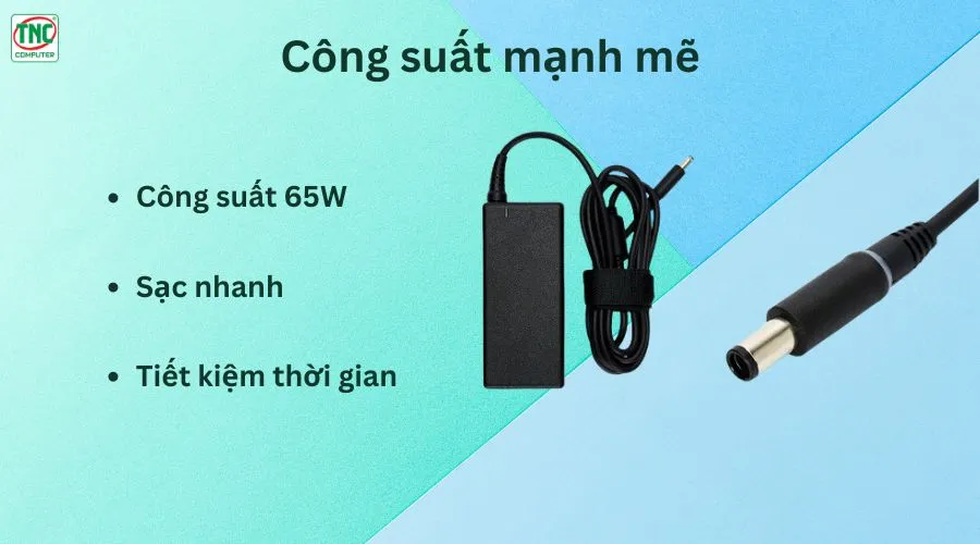 Sạc cho máy tính xách tay Dell 65W đầu kim nhỏ 4.5*3.0mm (19.5V-3.34A)-Hàng chính hãng	