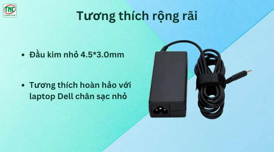 Sạc cho máy tính xách tay Dell 65W chính hãng