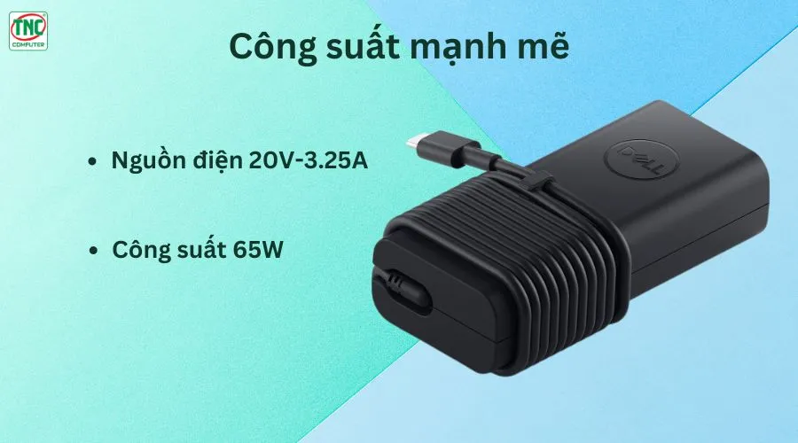 Sạc cho máy tính xách tay Dell 65W đầu Type-C (20V-3.25A)-Hàng chính hãng	