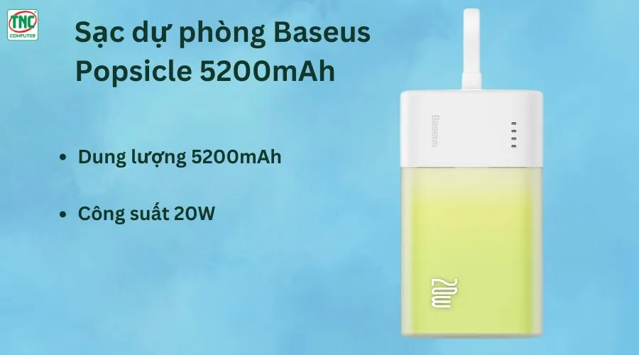 Sạc dự phòng Baseus Popsicle 5200mAh 20W GR