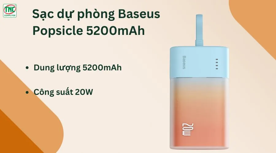 Sạc dự phòng Baseus Popsicle 5200mAh 20W OR