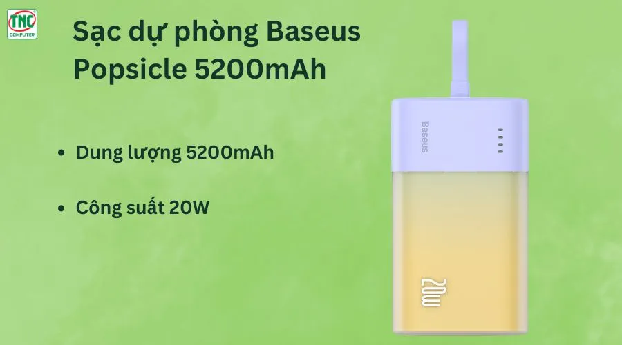 Sạc dự phòng Baseus Popsicle 5200mAh 20W VO