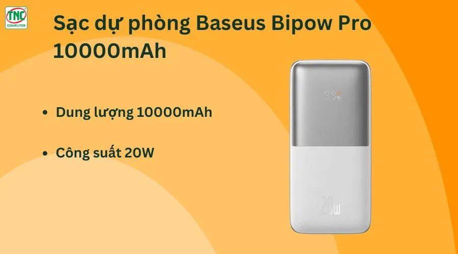 Sạc dự phòng Bipow Pro 10000mAh 20W White