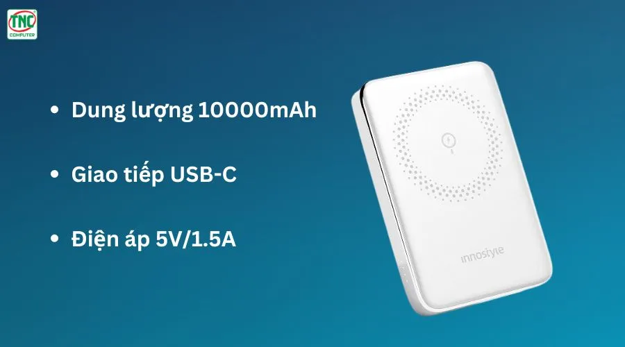 Sạc dự phòng Innostyle PowerMag Slim 10000mAh IM20PD (Bạc)