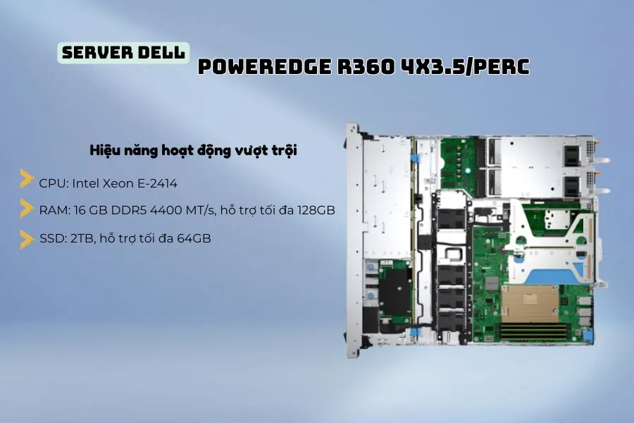 Server Dell PowerEdge R360 4x3.5/Perc sở hữu hiệu năng vượt trội  