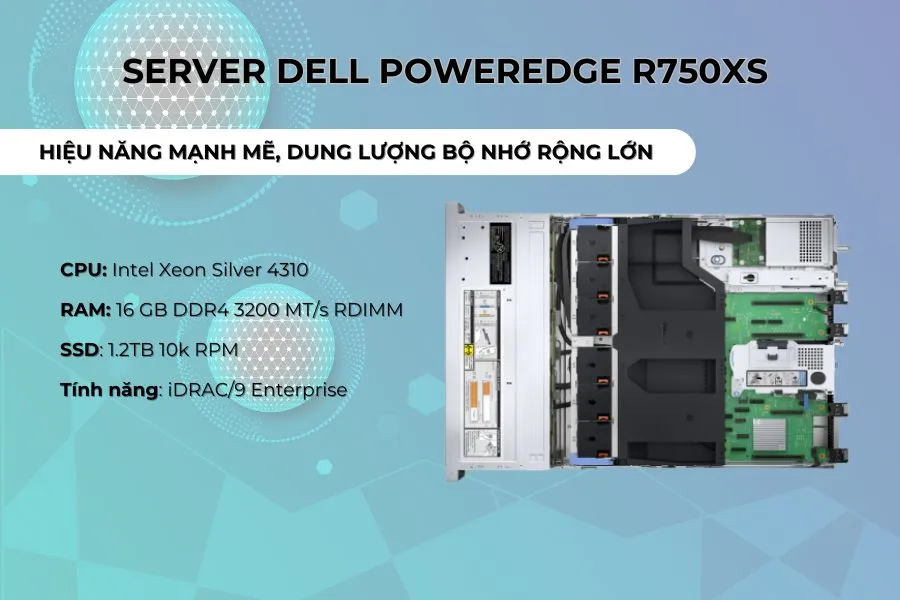 Server Dell PowerEdge R750xs 16x2.5 42SVRDR750-707 sở hữu hiệu năng mạnh mẽ