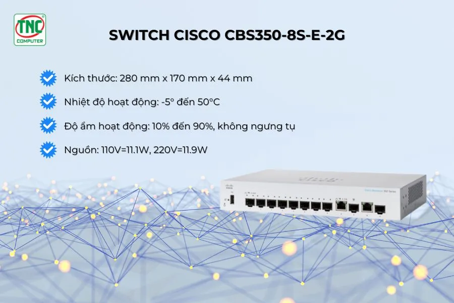 Switch Cisco CBS350-8S-E-2G (10 port/ 1 Gbps / SFP)	