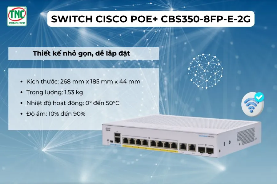 Switch Cisco PoE+ CBS350-8FP-E-2G