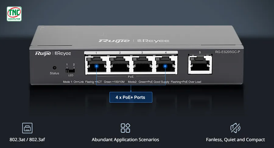 Switch PoE Smart Cloud Ruijie RG-ES205GC-P