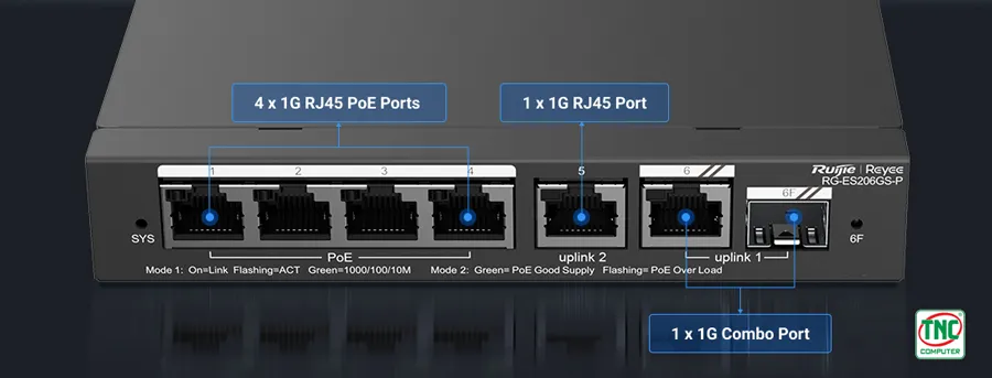 Switch PoE Smart Cloud Ruijie RG-ES206GS-P