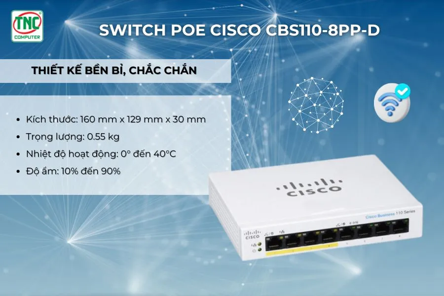 Switch PoE Cisco CBS110-8PP-D