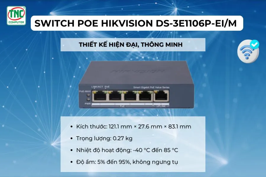 Switch PoE Hikvision DS-3E1106P-EI/M