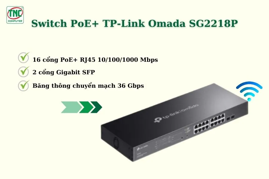 Switch PoE+ TP-Link Omada SG2218P (18 port/ 10/100/1000 Mbps/ Managed/ SFP)	