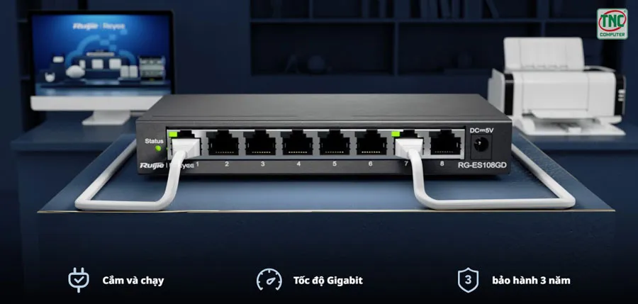 Switch Ruijie RG-ES108GD (8 port/ 10/100 Mbps / Unmanaged)	