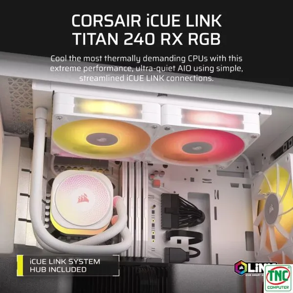 Tản nhiệt nước 2 Fan Corsair iCUE LINK TITAN 240 RX RGB AIO Liquid White CW-9061020-WW	