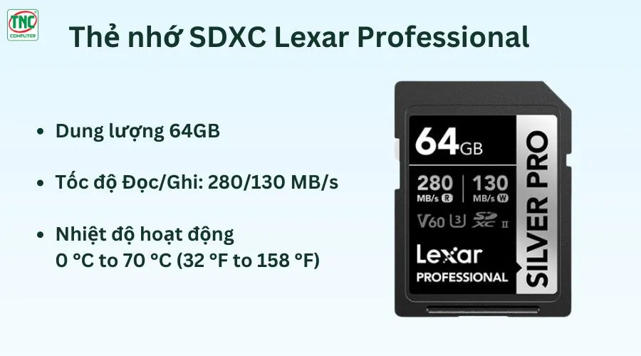 Thẻ nhớ SD Lexar Professional 64GB LSDSIPR064G-BNNNG