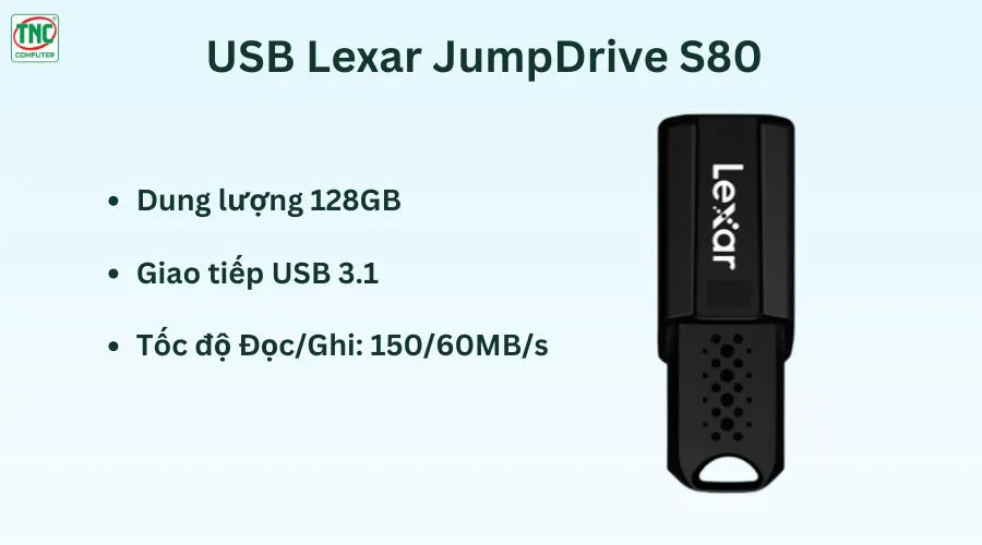 USB Lexar JumpDrive S80 128GB LJDS080128G-BNBNG