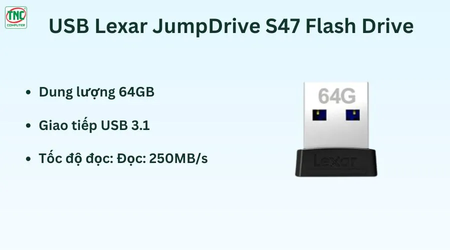 USB Lexar JumpDrive S47 Flash Drive 64GB LJDS47-64GABBK