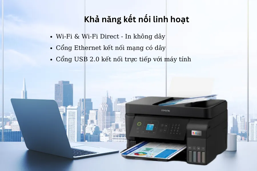 Máy in Epson L5590 kết nối đa dạng