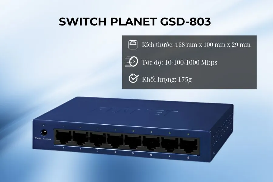 Switch Planet GSD-803 (8 port/ 10/100/1000 Mbps)	