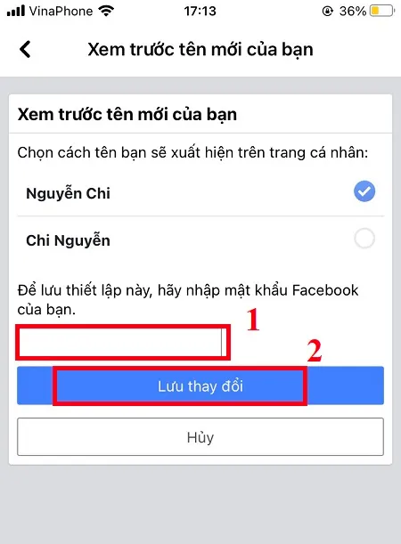 Chọn Lưu thay đổi