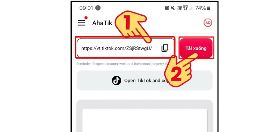 Dán link vào ô “Type URL” > Bấm chọn Tải xuống